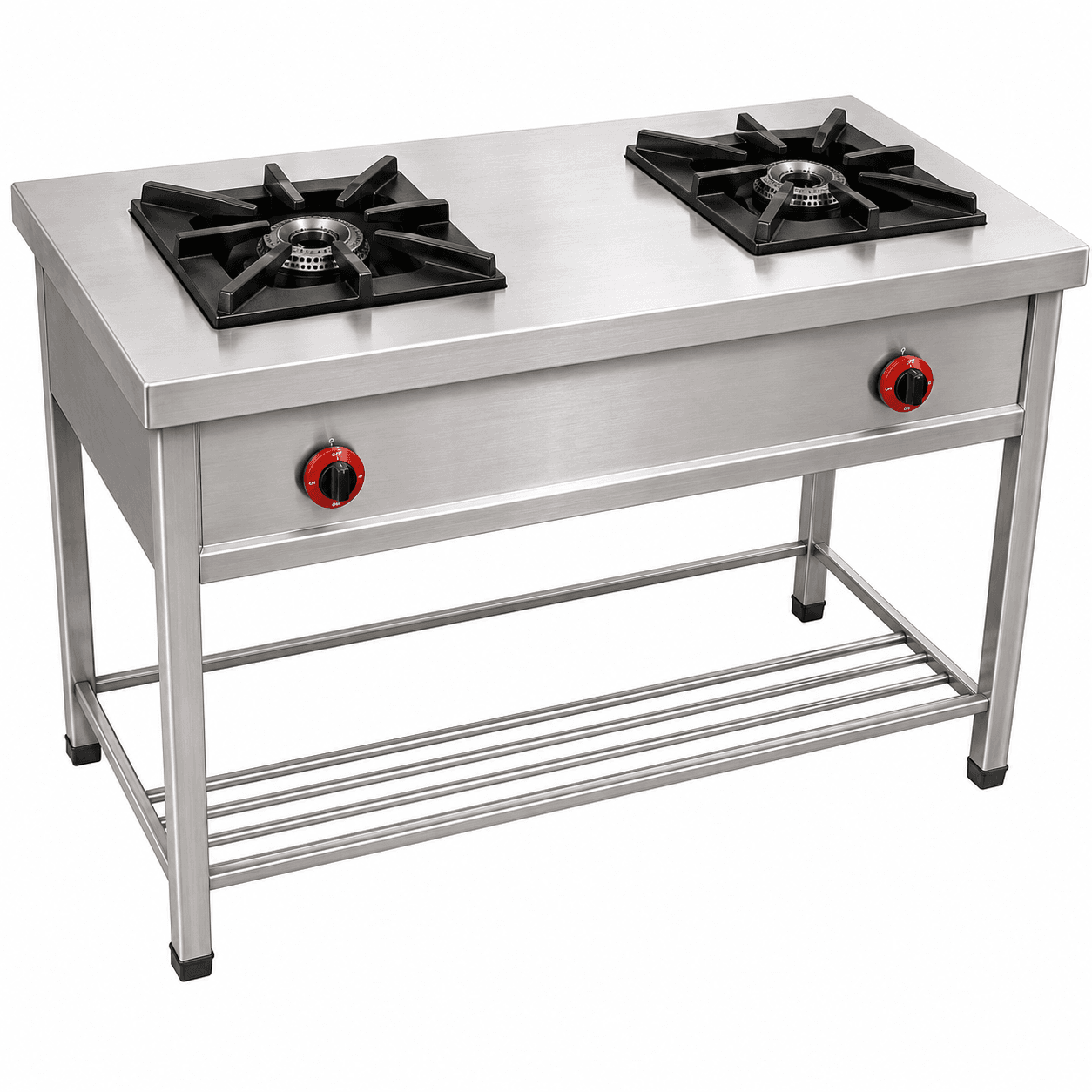 Stainless-steel two-burner cooking range